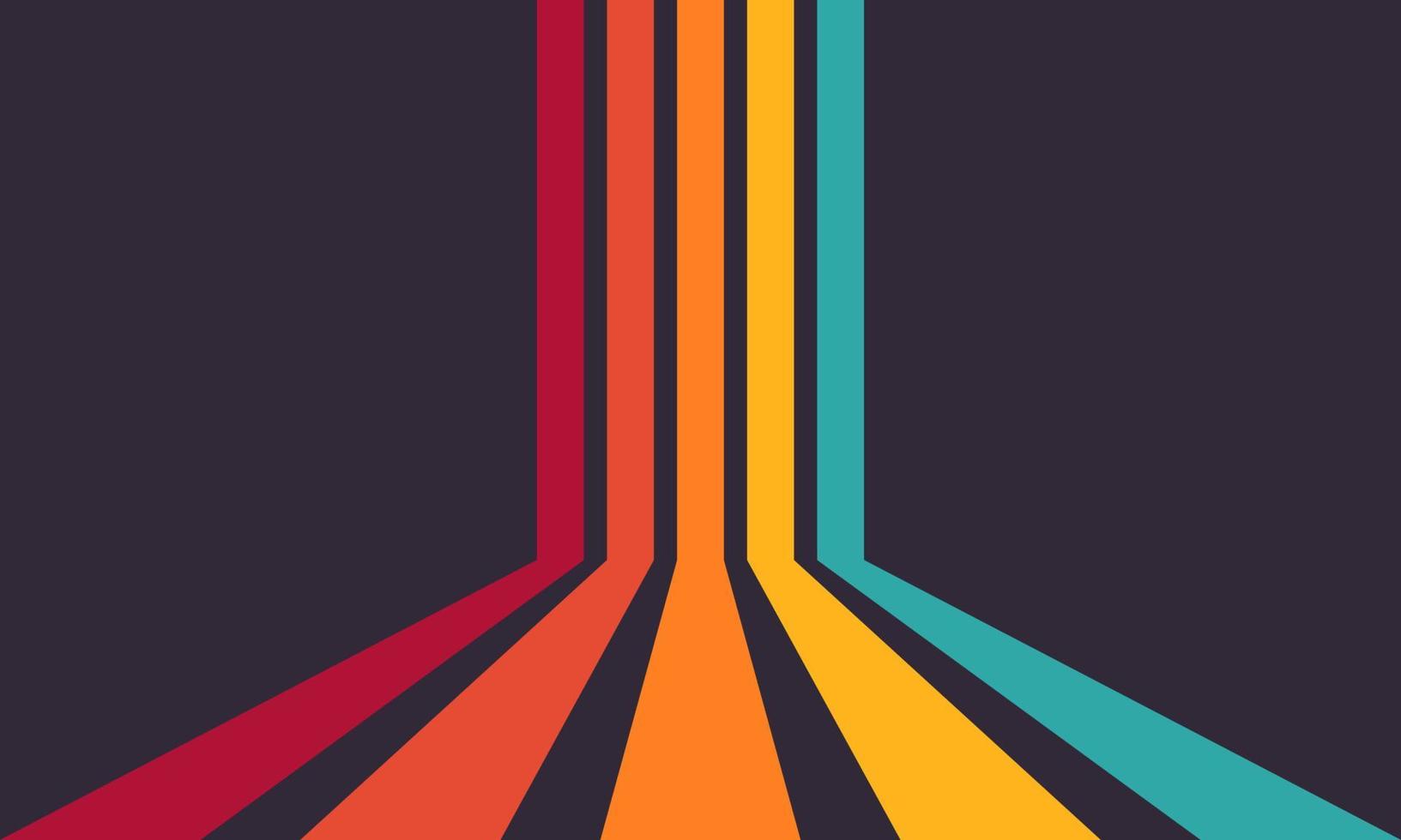 Perspective colourful retro lines background. vector