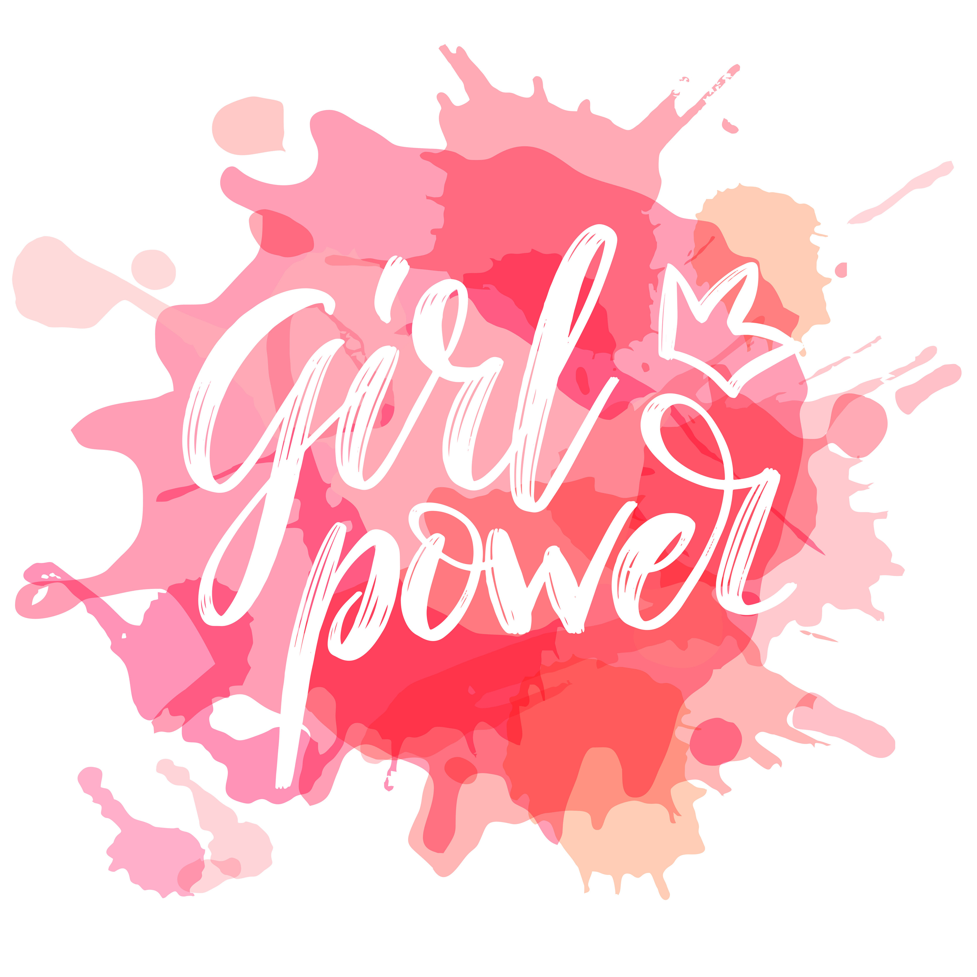 Lettering phrase slogan on feminism girl power with ink splash background  in dry brush style. Graphic design element. Can be used as print for  poster, t shirt, wall art, postcard. 5987383 Vector