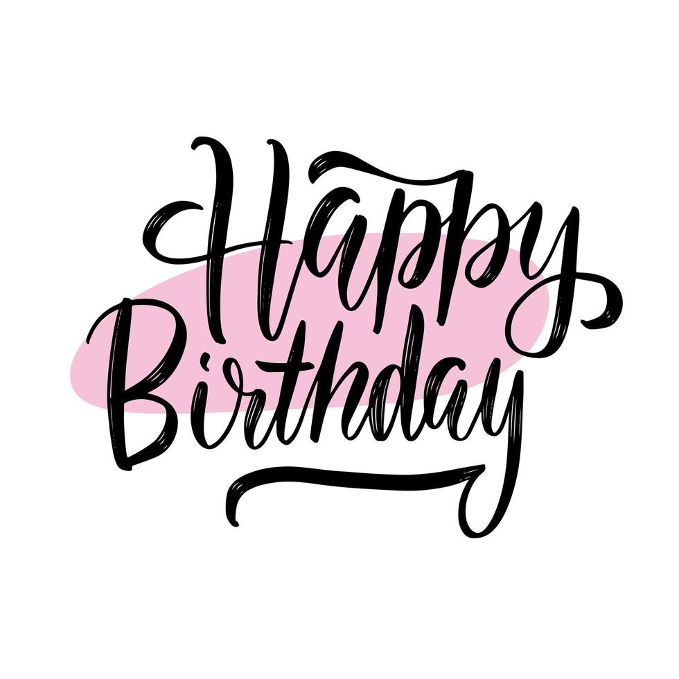 Happy birthday black inscription with halftone brush effect. Inscription isolated on white background. vector