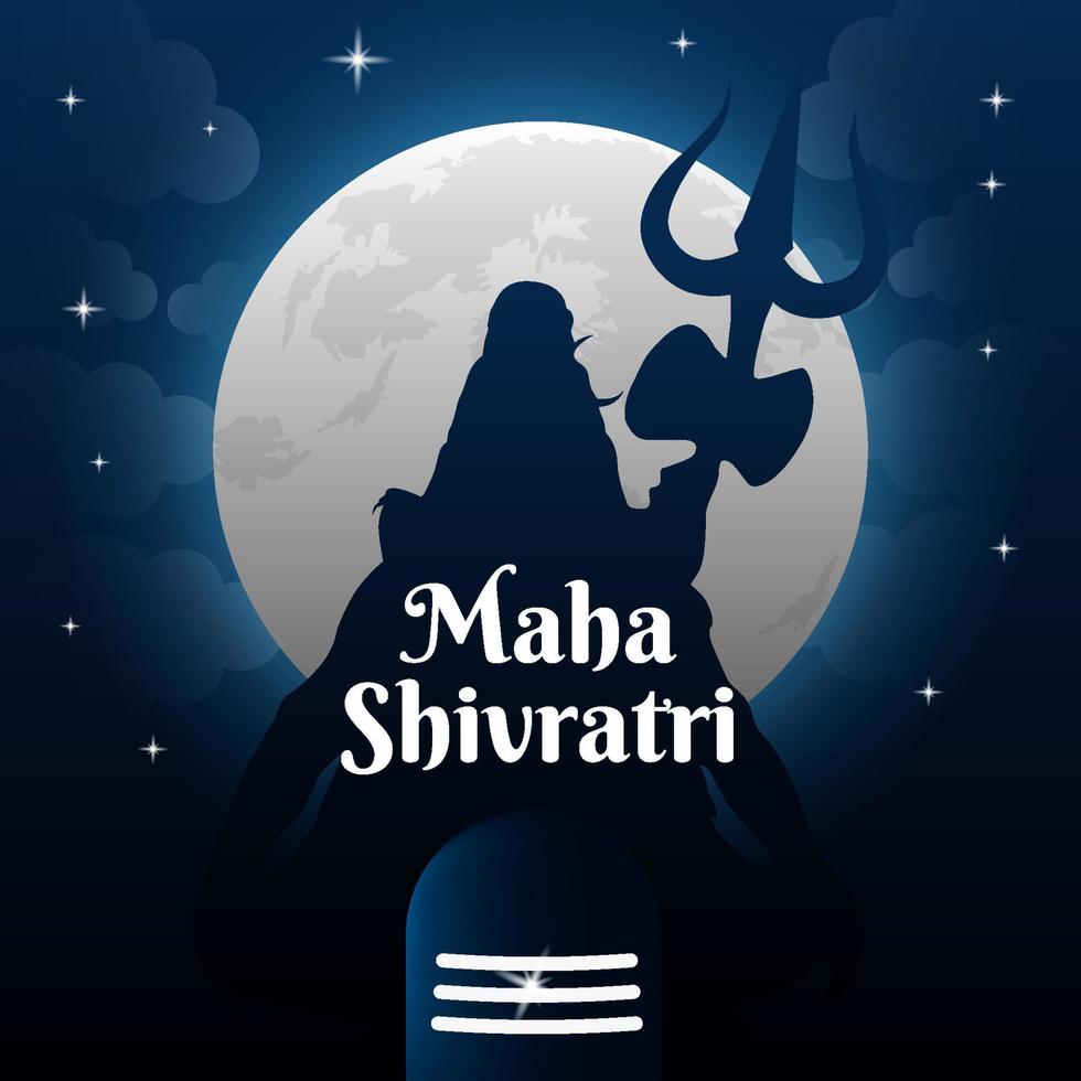 maha shivratri con concepto de luz de luna vector