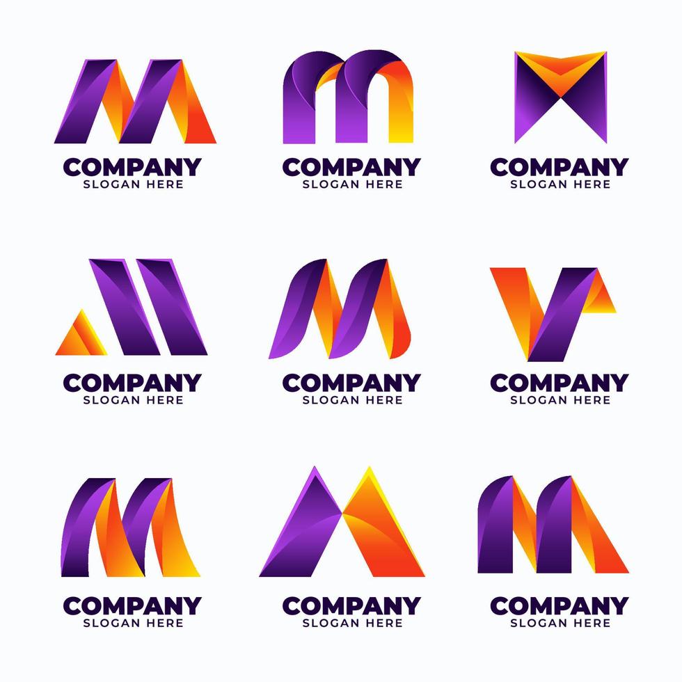 colección de conjunto de elementos de logotipo degradado abstracto vector