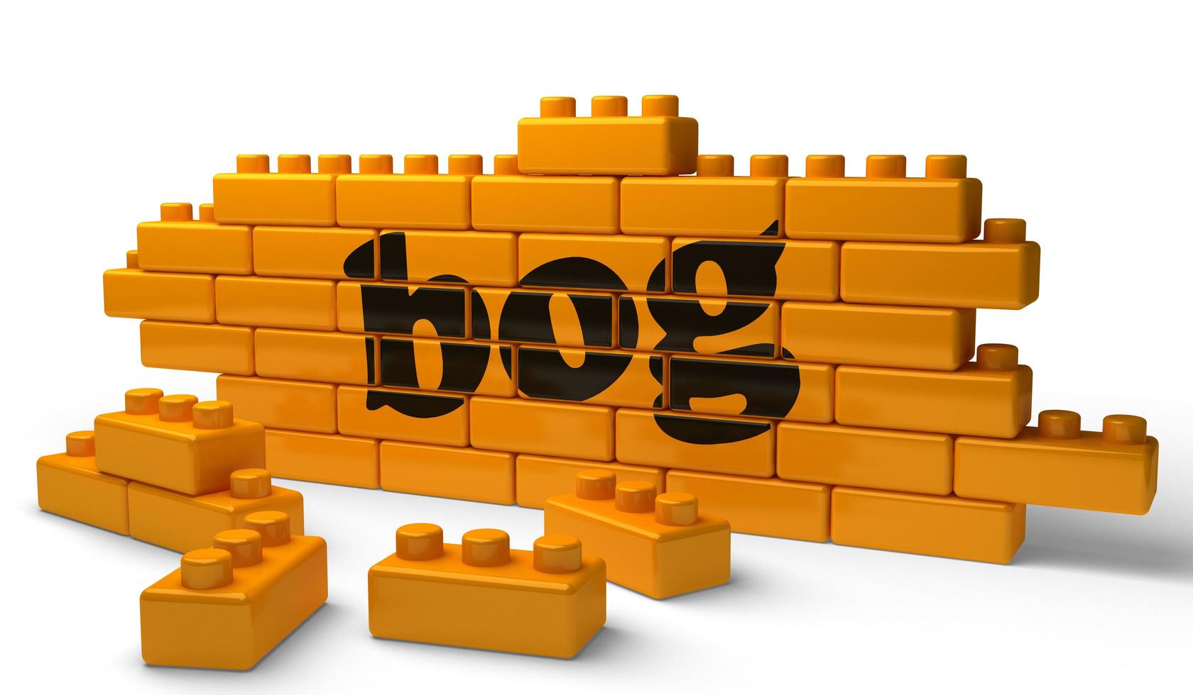 bog word on yellow brick wall photo