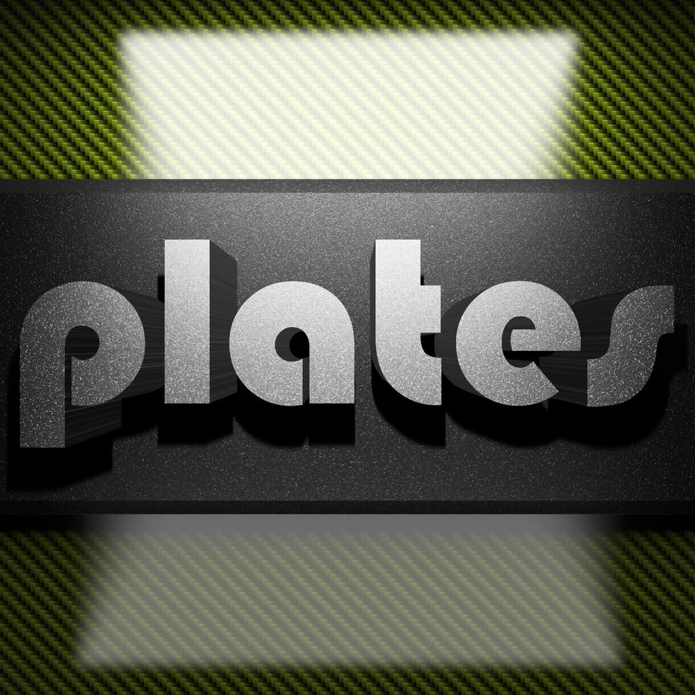 plates word of iron on carbon photo