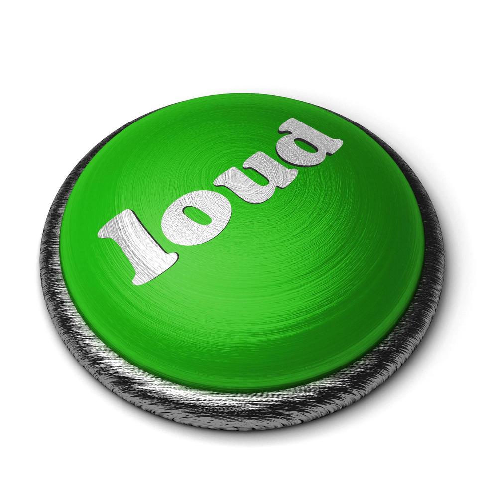 loud word on green button isolated on white photo