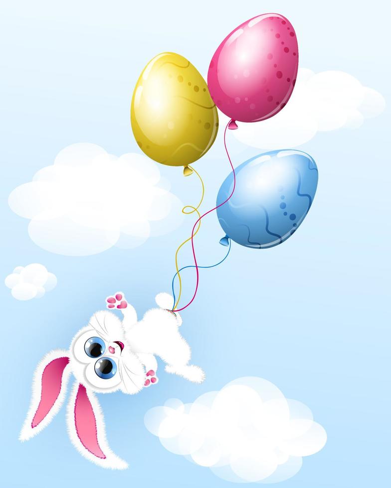 Bunny with Easter balloons vector
