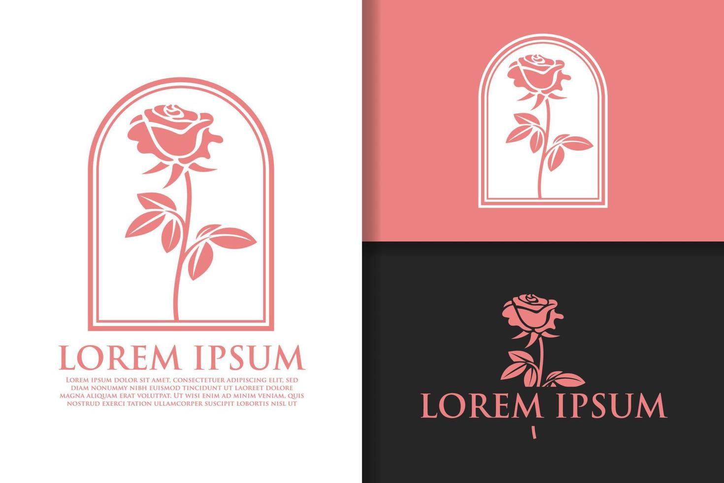 conjunto de logotipo dibujado a mano de flor de rosa femenina minimalista vector