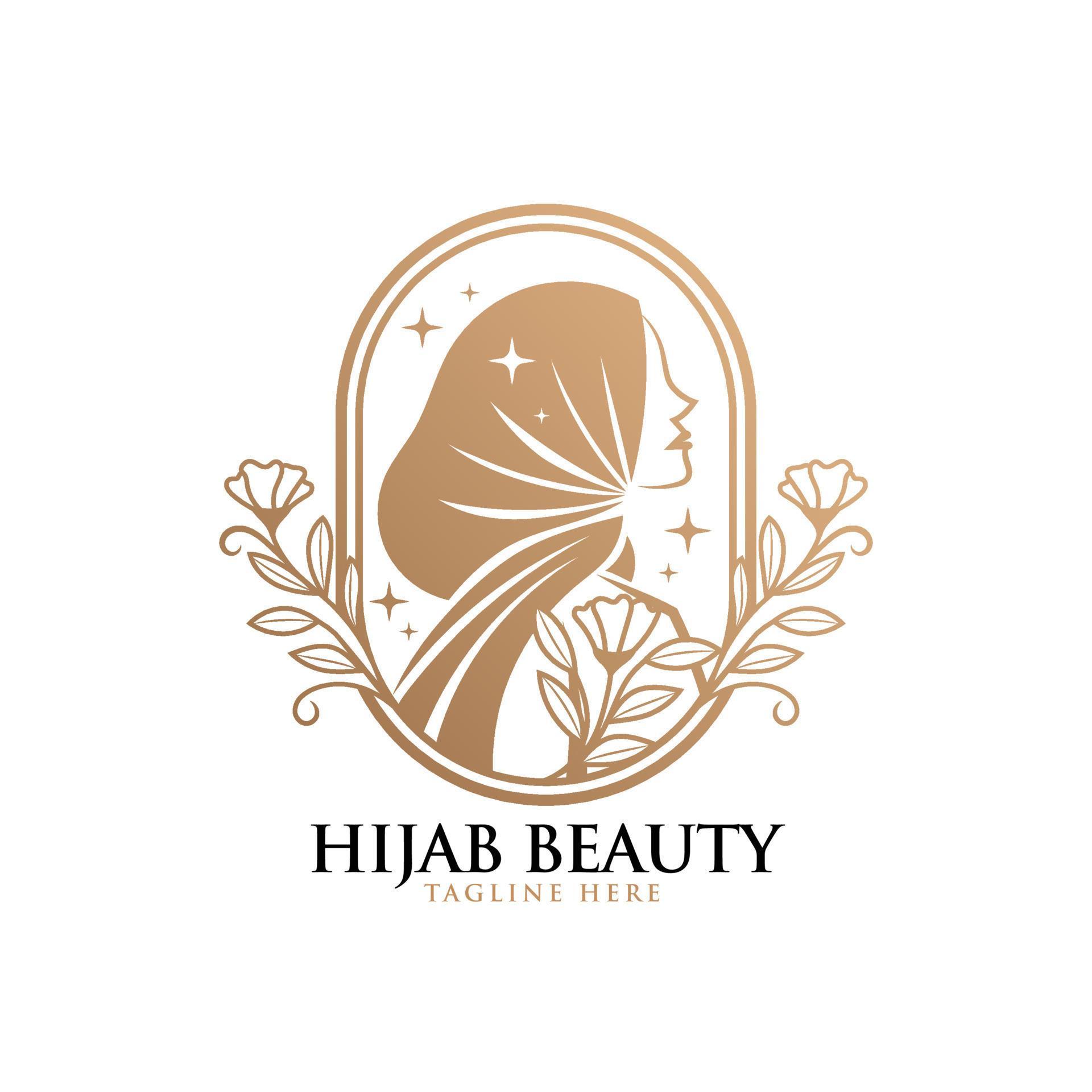 Feminine beauty woman hijab natural vintage logo template 5990823 ...