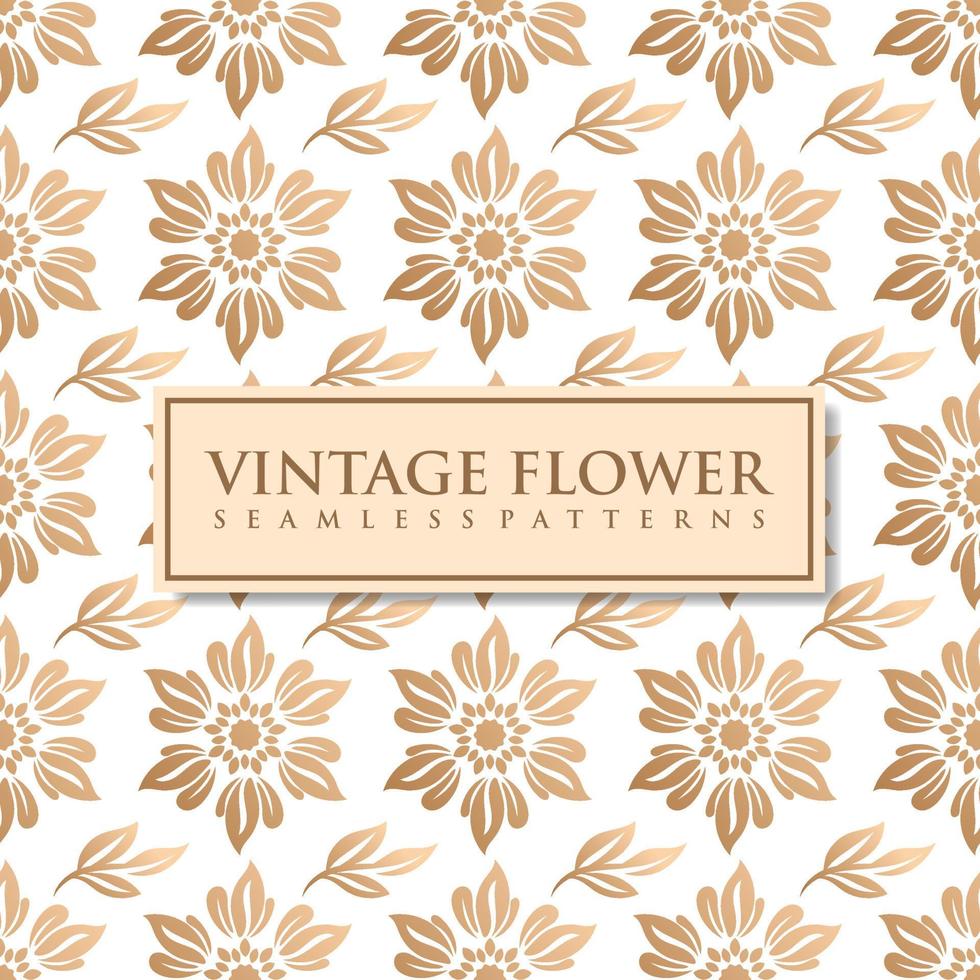 Seamless pattern vintage flower gold vector