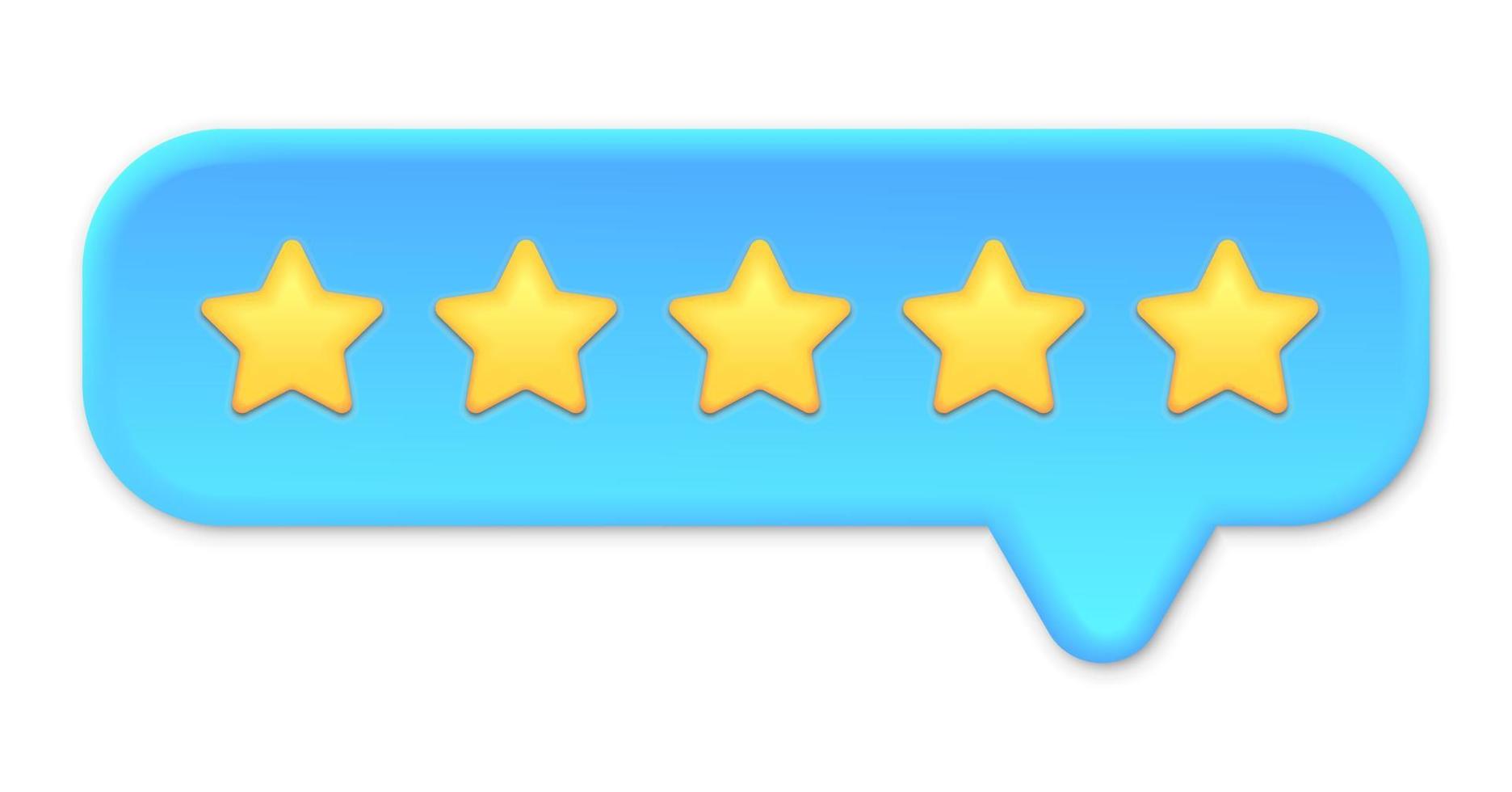 Five Star Feedback. Vector customer review concepts. Reviews stars with good and bad rate and text. 3D Web Vector Illustrations.