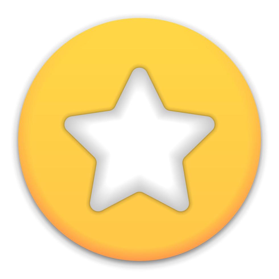Star, glossy yellow color. Customer rating feedback concept from the client about employee of website. 3d design of the object. For mobile applications. Vector illustration
