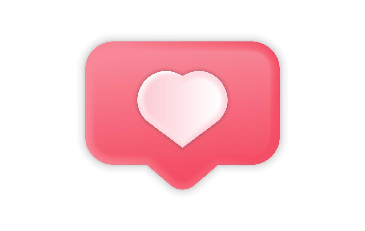 icono de notificación de redes sociales 3d con símbolo de corazón como vector de icono