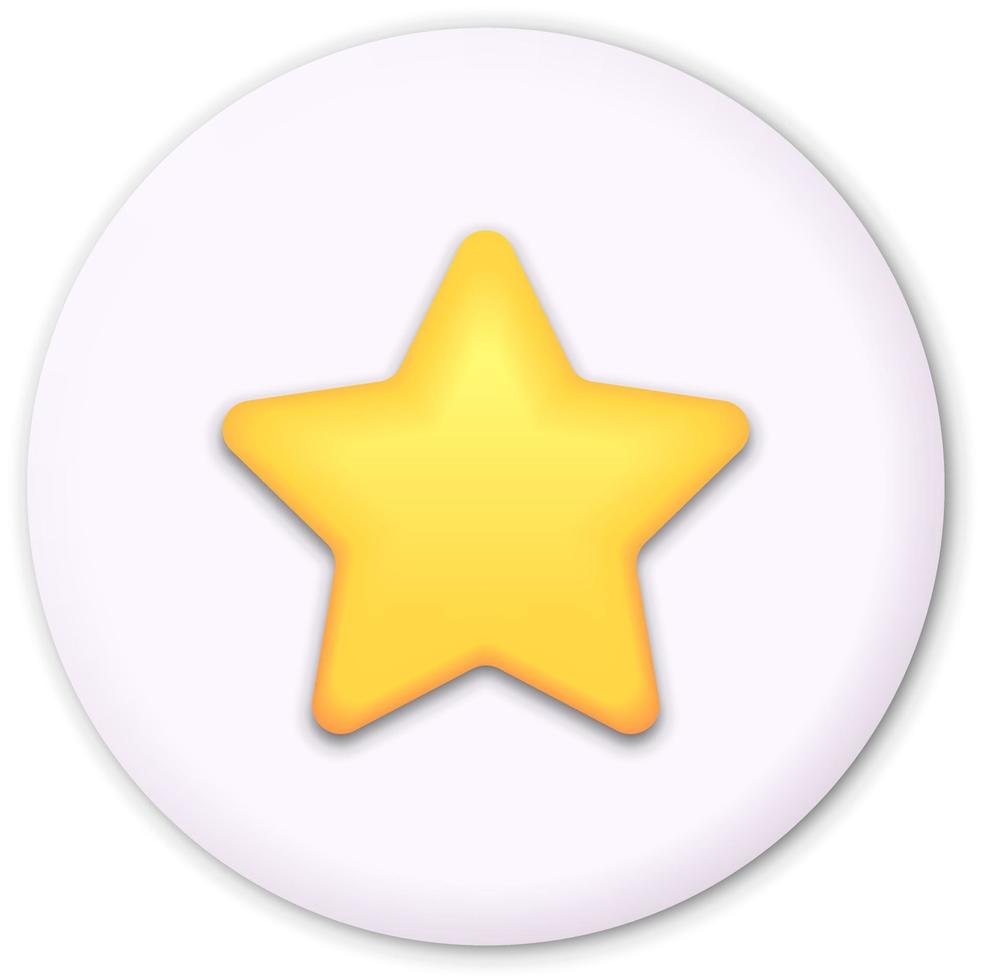 Star, glossy yellow color. Customer rating feedback concept from the client about employee of website. 3d design of the object. For mobile applications. Vector illustration