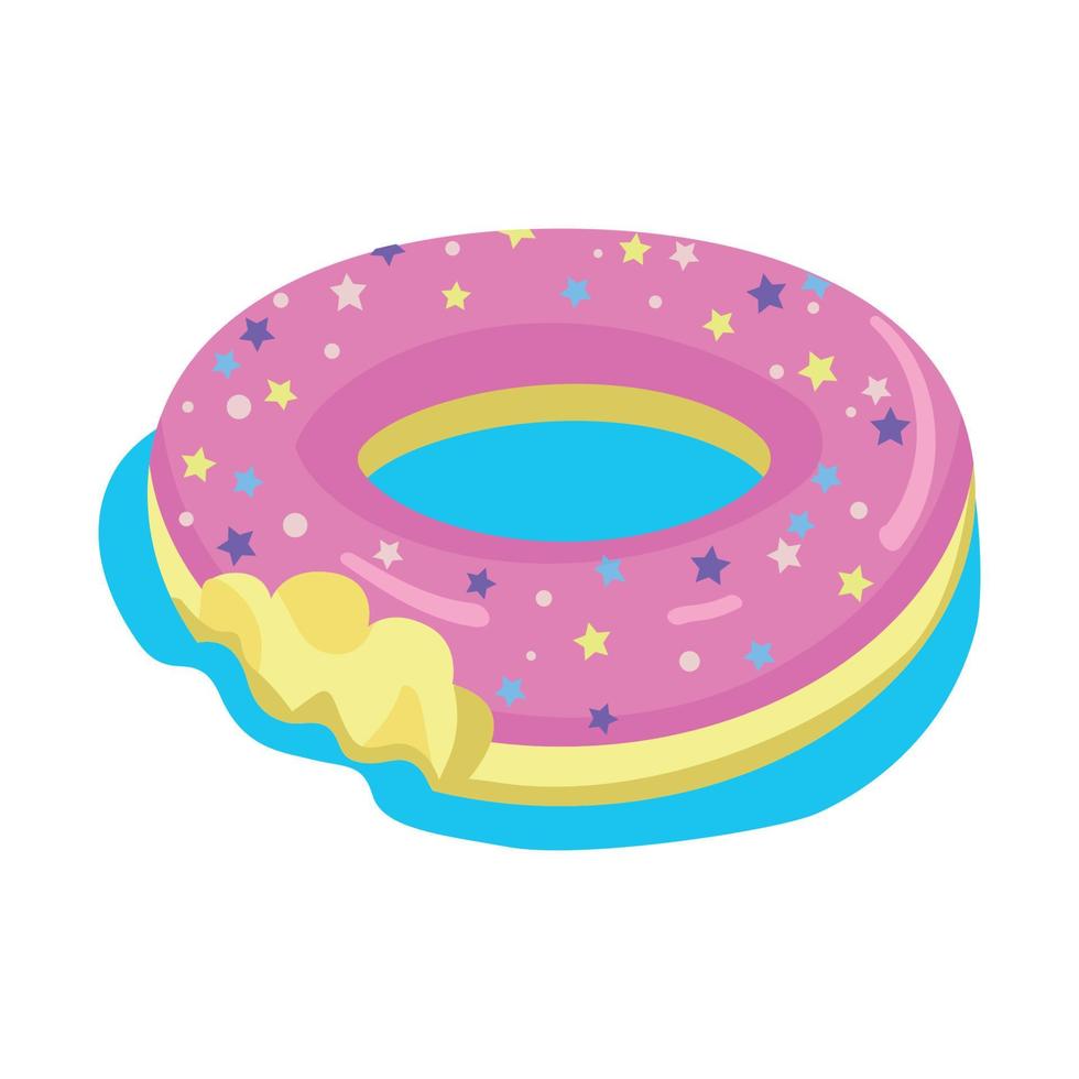 Bitten donut shaped air mattress semi flat color vector object