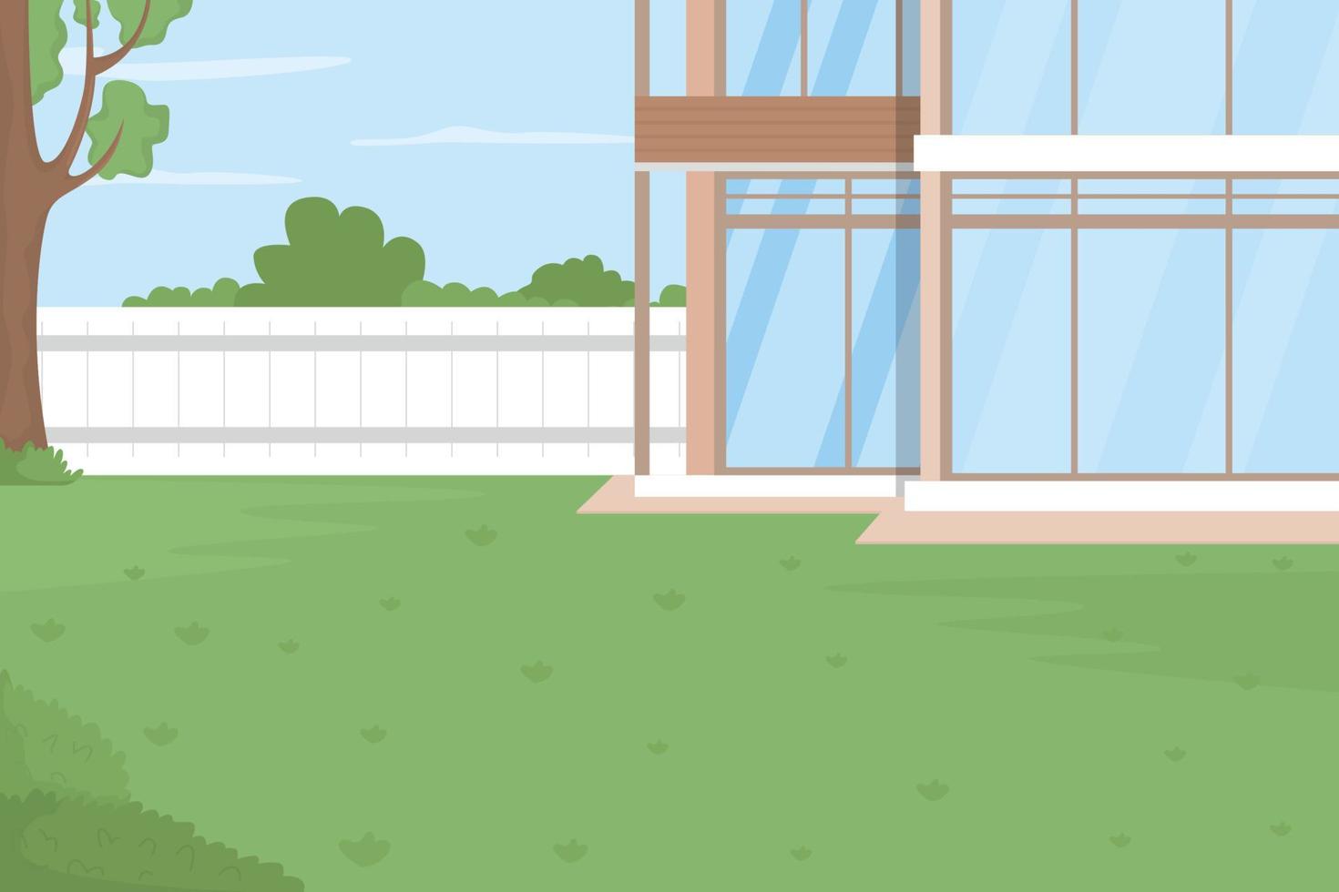 Home backyard flat color vector illustration