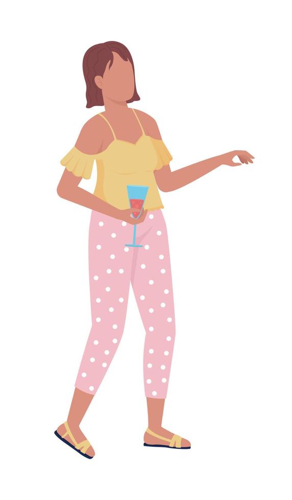Party guest in casual apparel semi flat color vector character