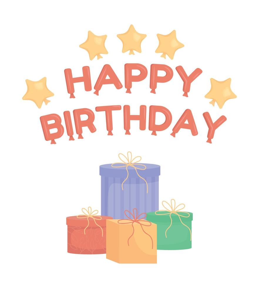 Birthday gifts and presents semi flat color vector object
