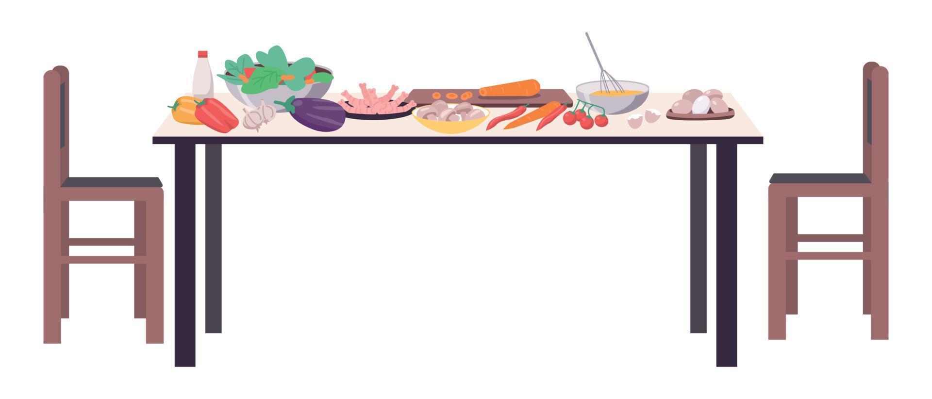Preparing dishes for evening semi flat color vector object