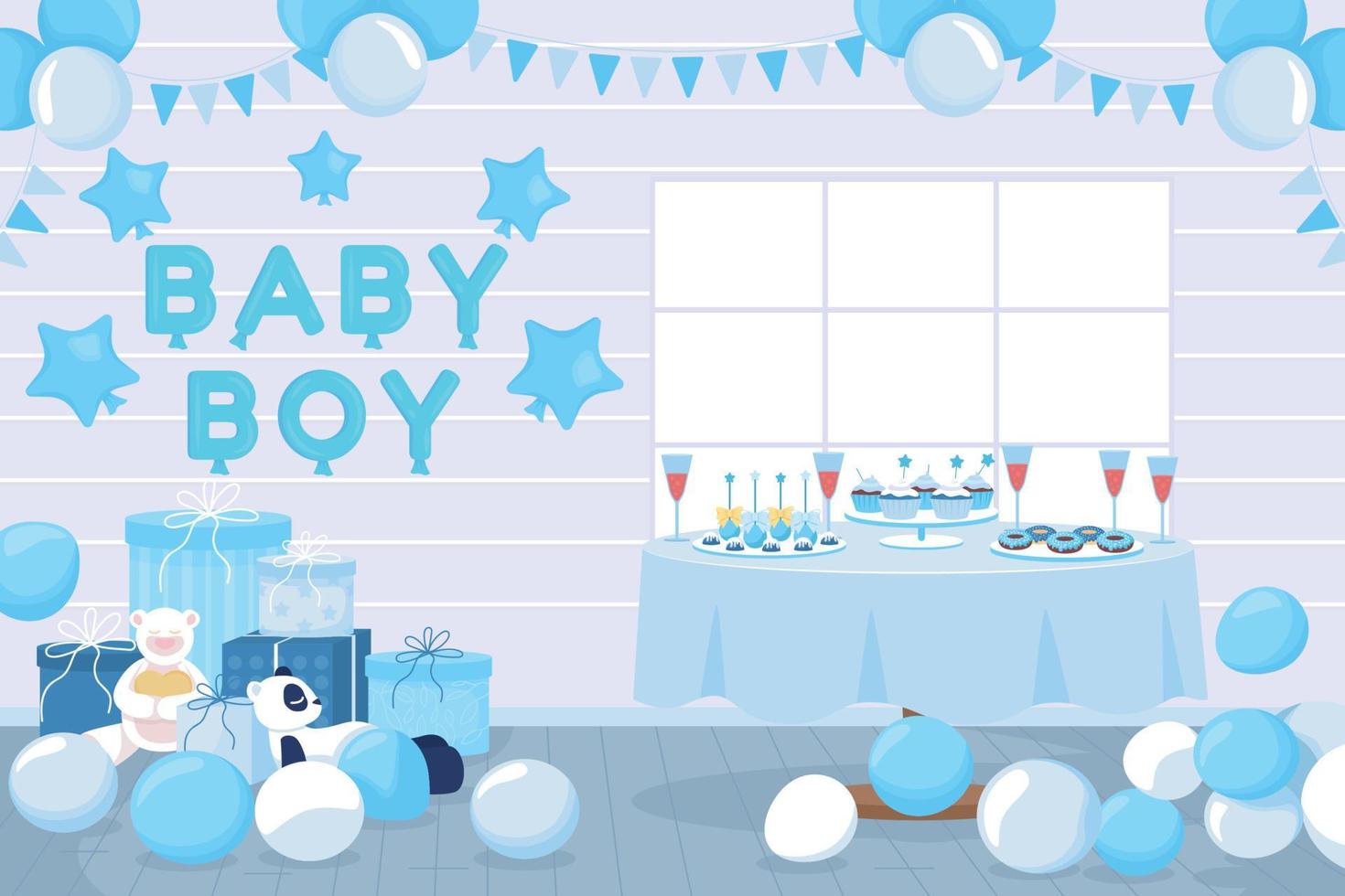 ilustración de vector de color plano de evento de baby shower en casa