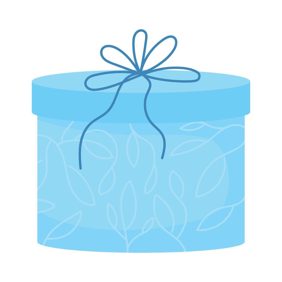 Gift in blue box semi flat color vector object