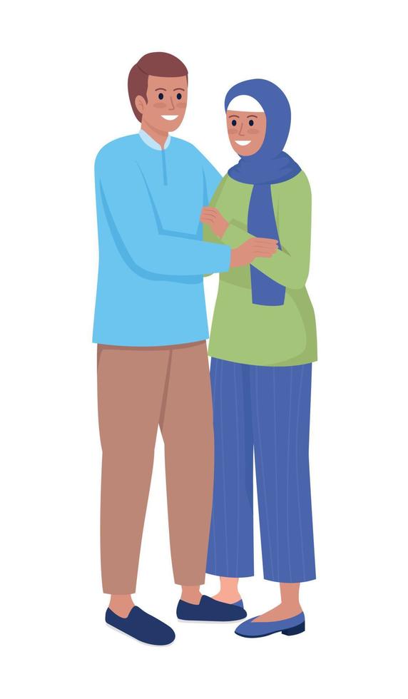 Smiling couple semi flat color vector characters