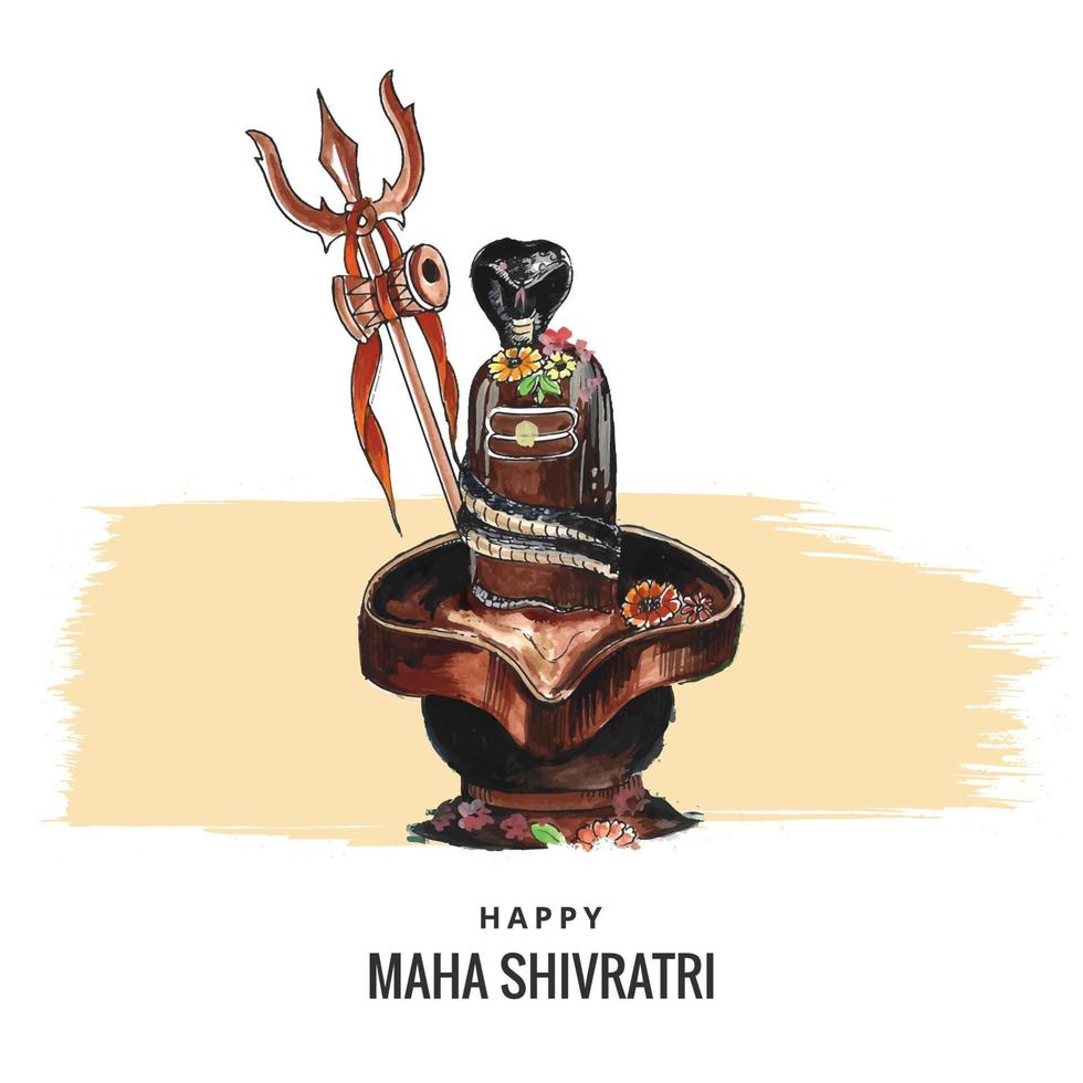 Maha shivratri festival blessings holiday card with shivling background vector