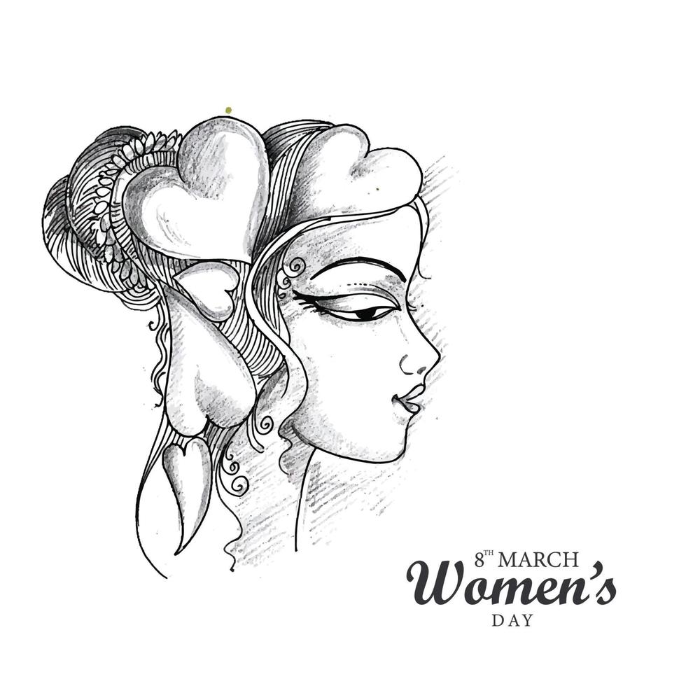 Hand draw International womens day sketch card design 5991593 ...