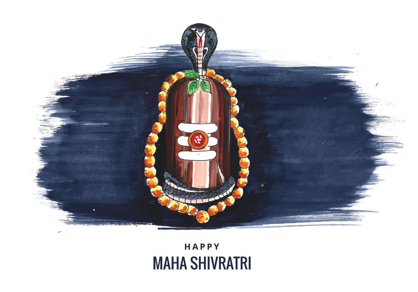 hermosa tarjeta de felicitación feliz maha shivratri con fondo shivling vector