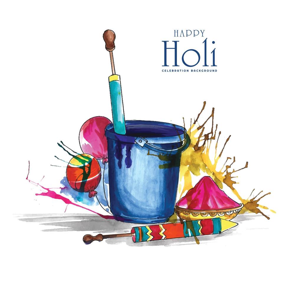 happy holi festival colorido gulaal celebración diseño de tarjeta de felicitación vector