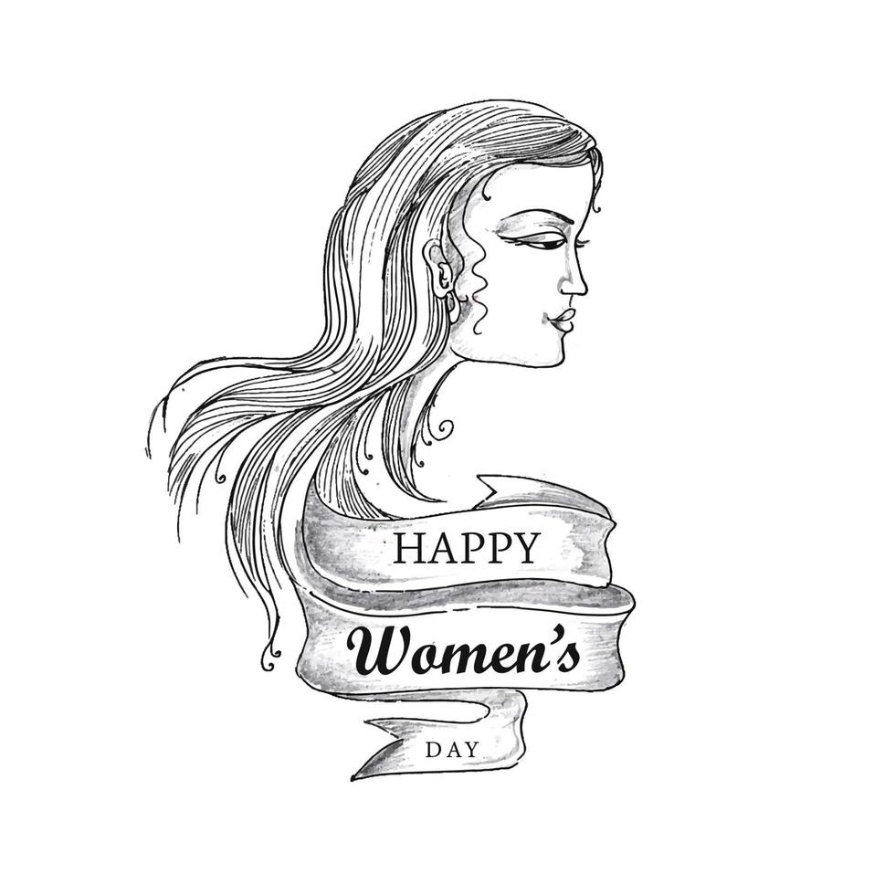 Hand draw sketch international womens day holiday card background ...