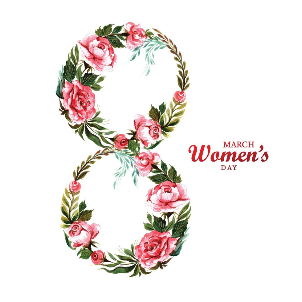 Beautiful decorative floral 8 march happy womens day card background vector