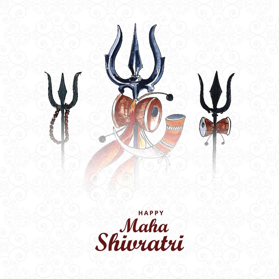 Happy maha shivratri lord shiva trishul card design vector