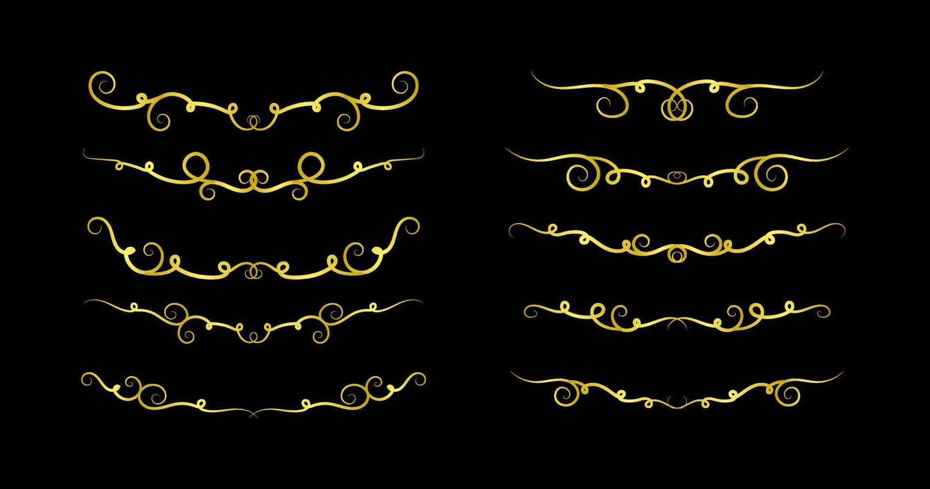 Colección de elementos de bordes dorados, vector de adorno