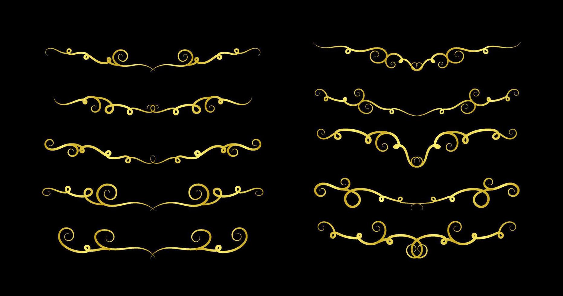 Gold Borders Elements Set Collection, ornament Vector