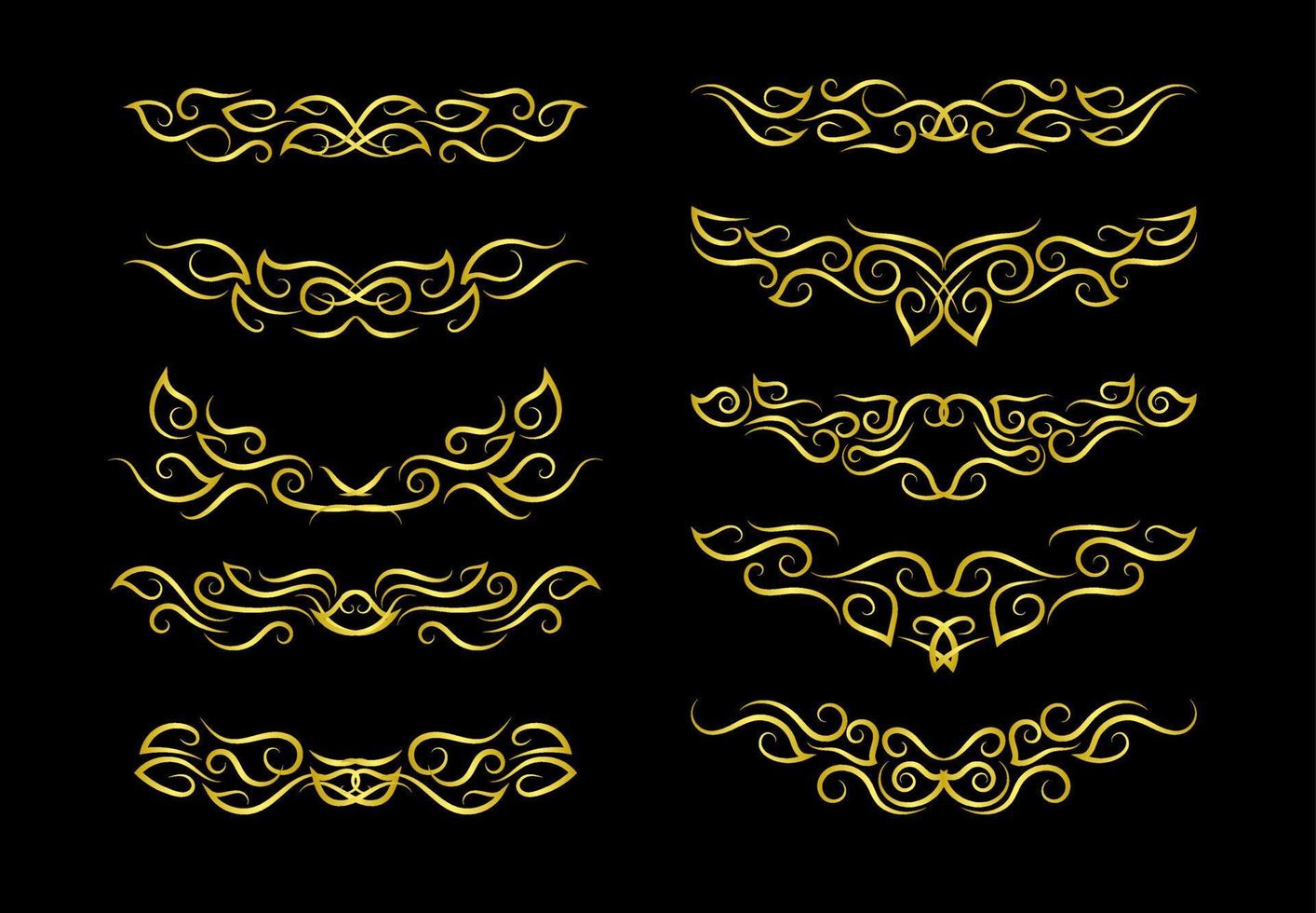 Gold Borders Elements Set Collection, ornament Vector