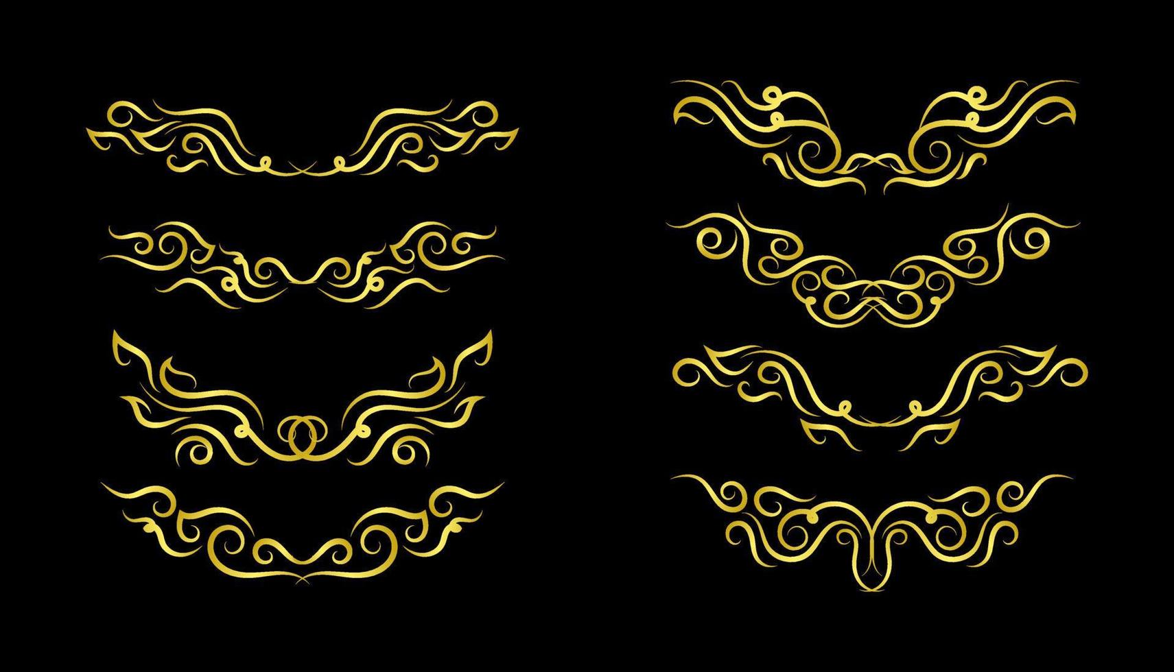 Gold Borders Elements Set Collection, ornament Vector