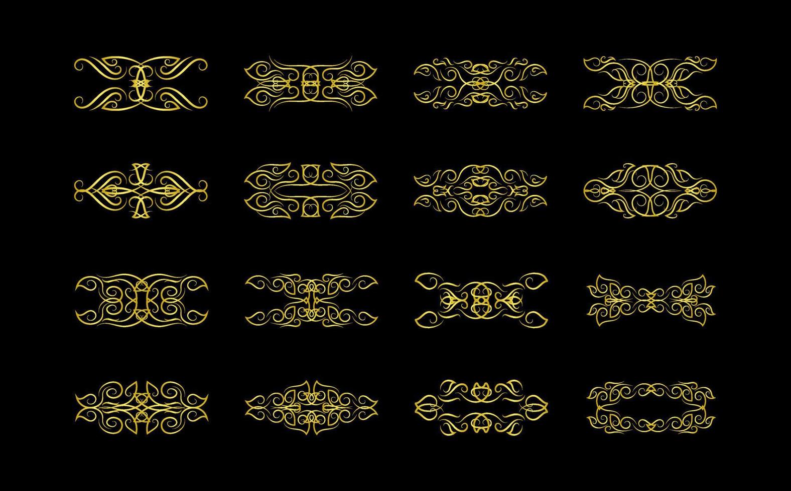 Gold Borders Elements Set Collection, ornament Vector