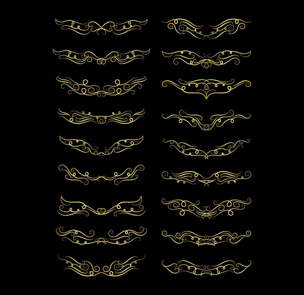 Gold Borders Elements Set Collection, ornament Vector