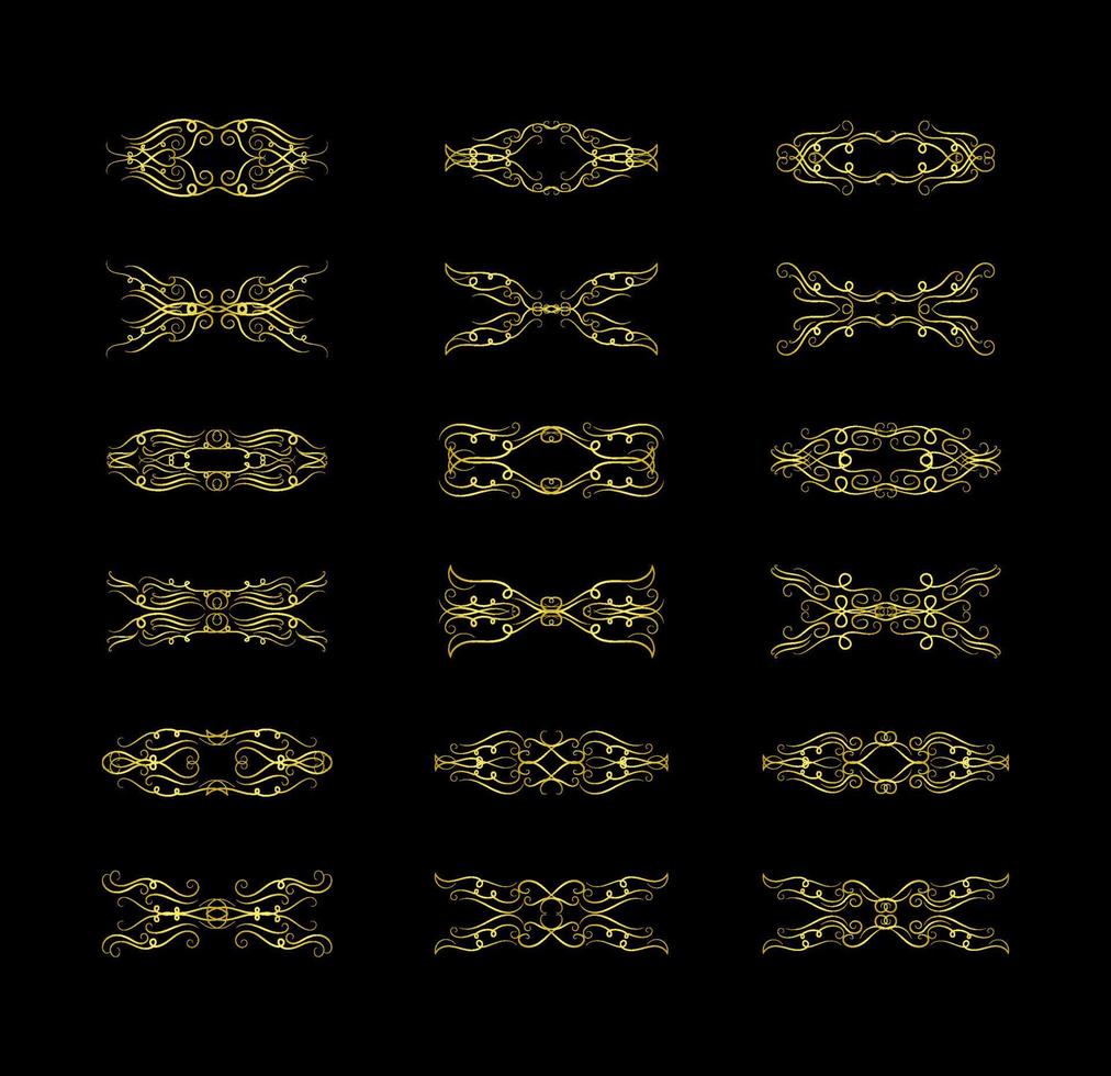 Gold Borders Elements Set Collection, ornament Vector