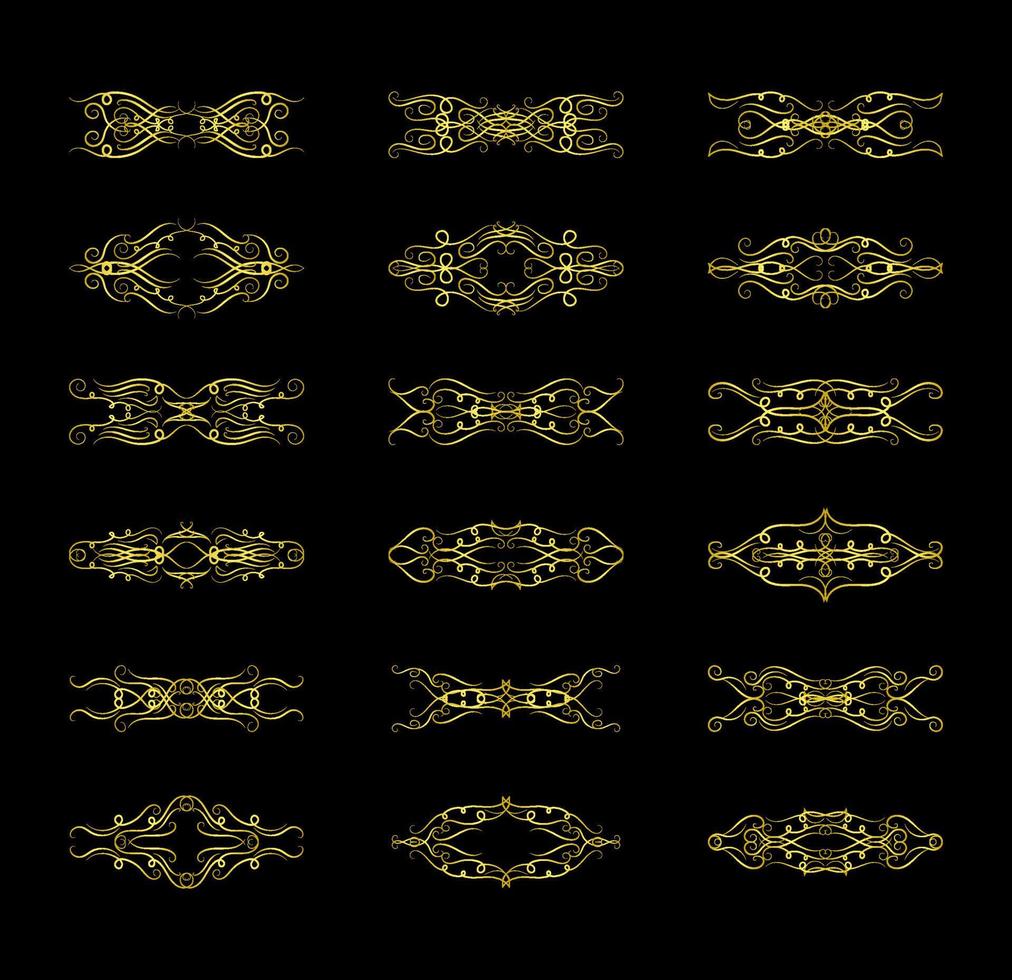 Gold Borders Elements Set Collection, ornament Vector