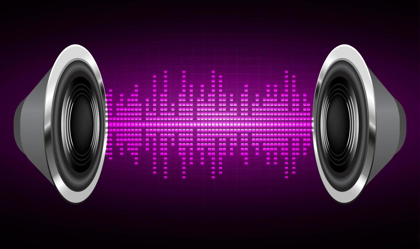 Sound waves oscillating dark light. earphone vector