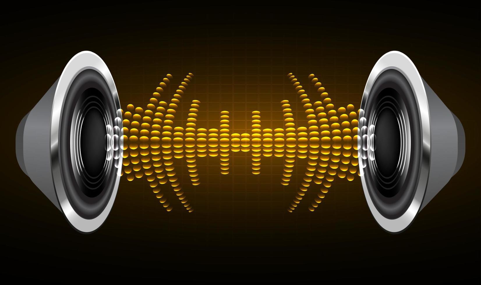 Sound waves oscillating dark light. earphone vector