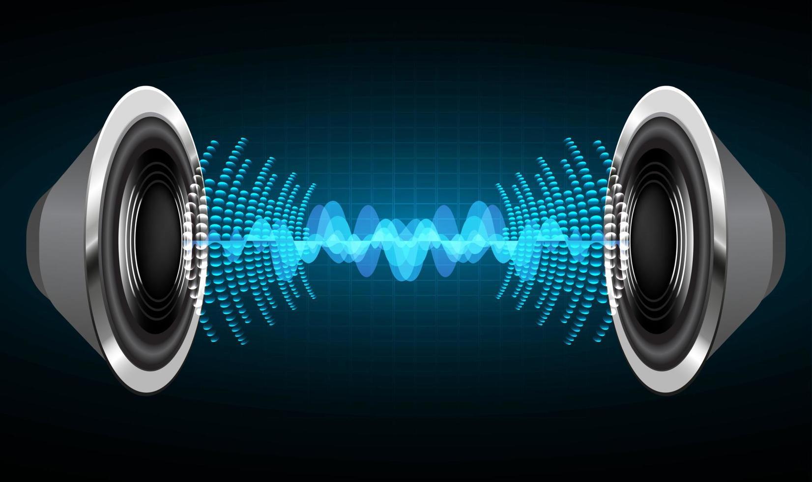 Sound waves oscillating dark light. earphone vector