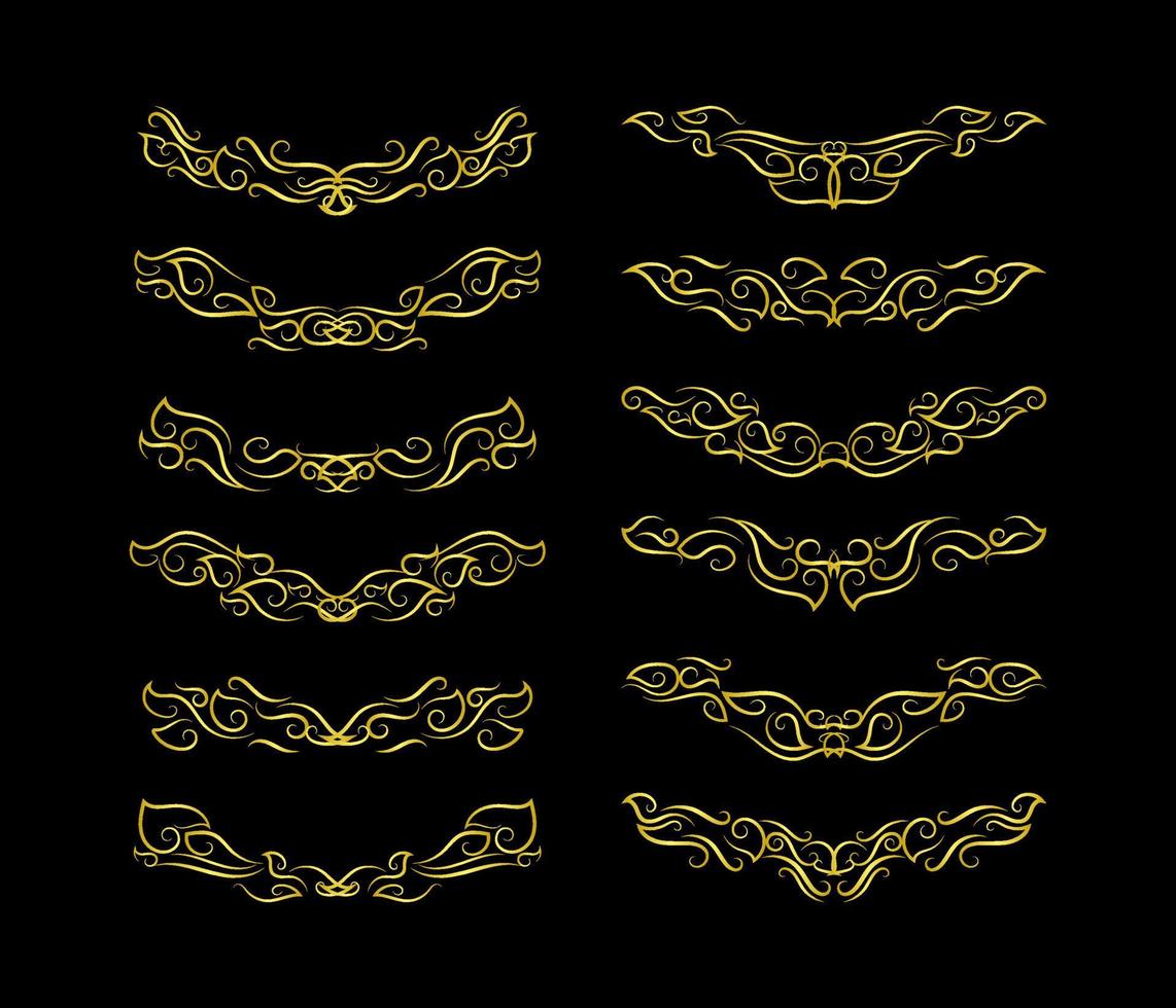 Gold Borders Elements Set Collection, ornament Vector