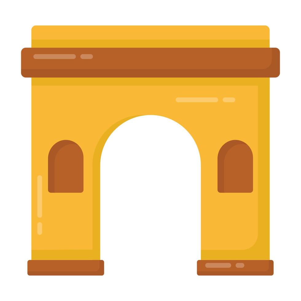 un icono de puerta de fortaleza medieval en diseño plano vector