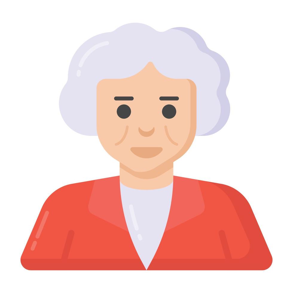 una anciana jueza en un icono de estilo plano vector