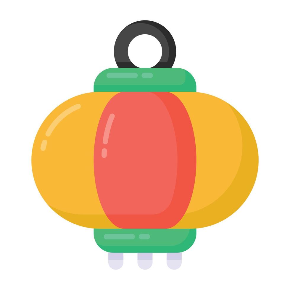 Traditional paper lantern in flat icon vector