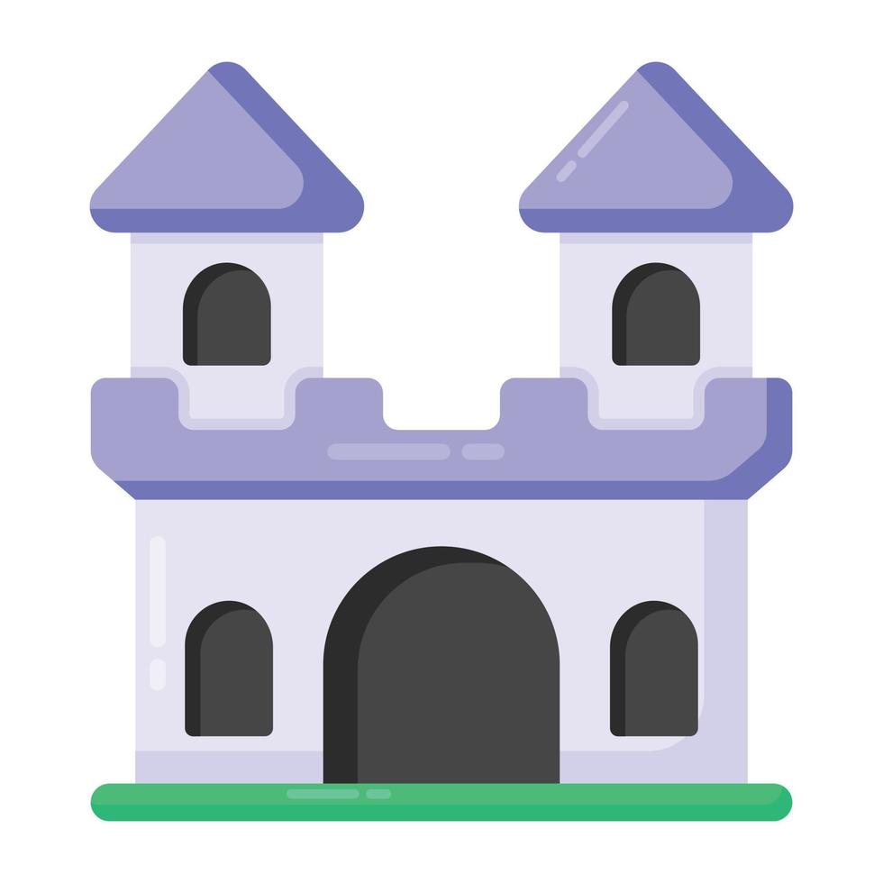 ícono de castillo medieval, diseño plano vector