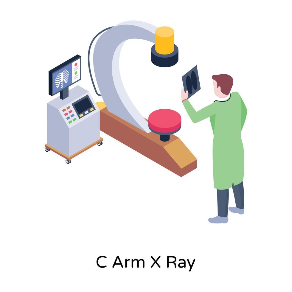 An isometric illustration of c arm x ray vector