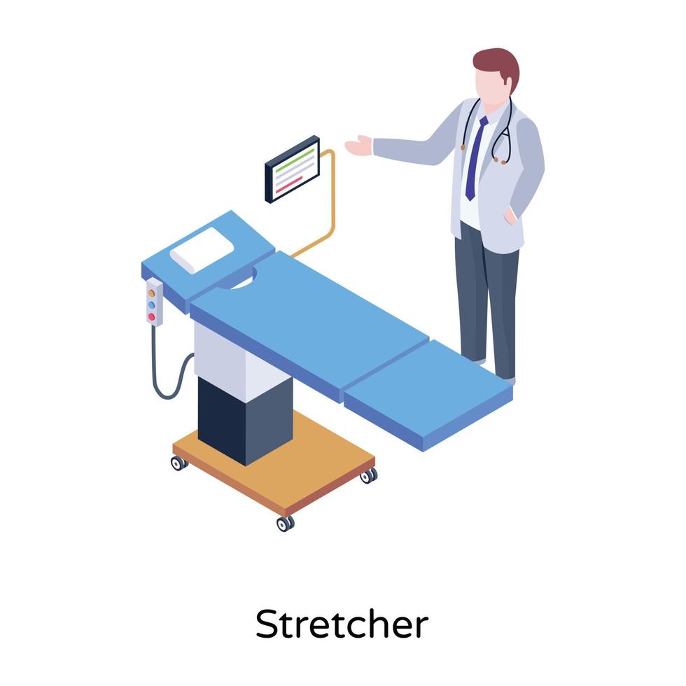 An illustration of stretcher in modern isometric design vector