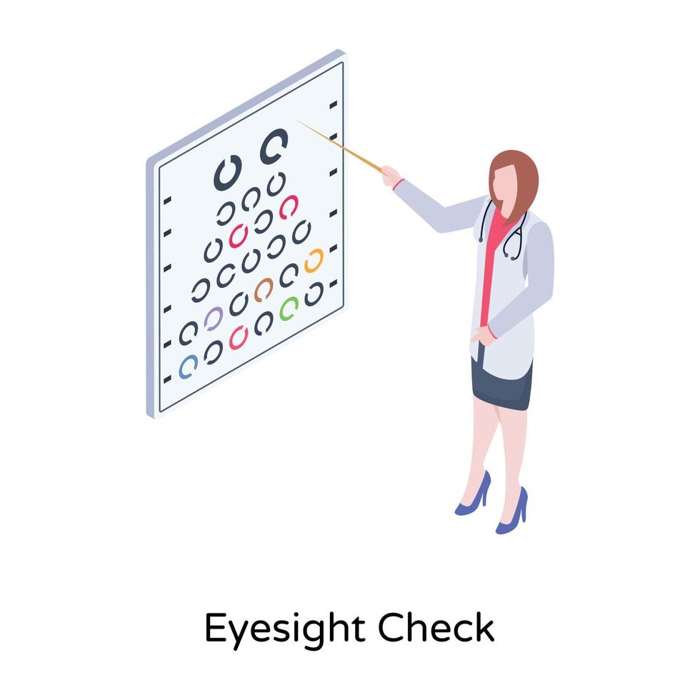 Eyesight check editable isometric illustration vector